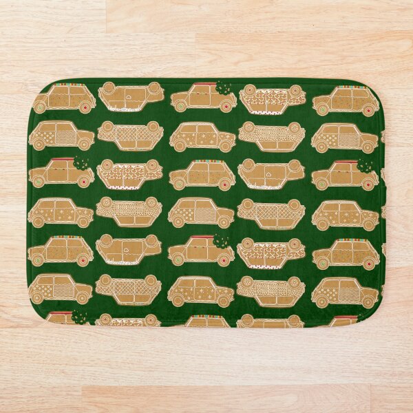 Gingerbread Green Pattern Classic English Car Bath Mat