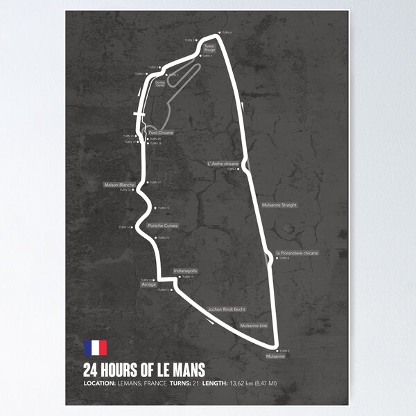 Item preview, LeMans Circuit - Racetrack Map Poster designed and sold by Mapstars.