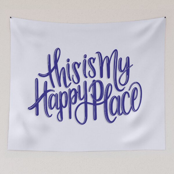 Item preview, This Is My Happy Place // Cute Hand Lettering Calligraphy Quote Art (Purple Blue) designed and sold by AEJdesign.
