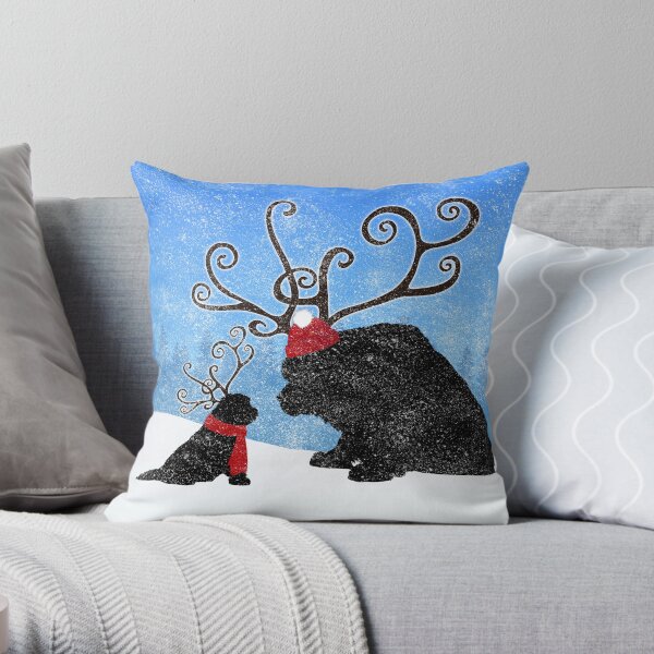 Reindeer Newfies Throw Pillow