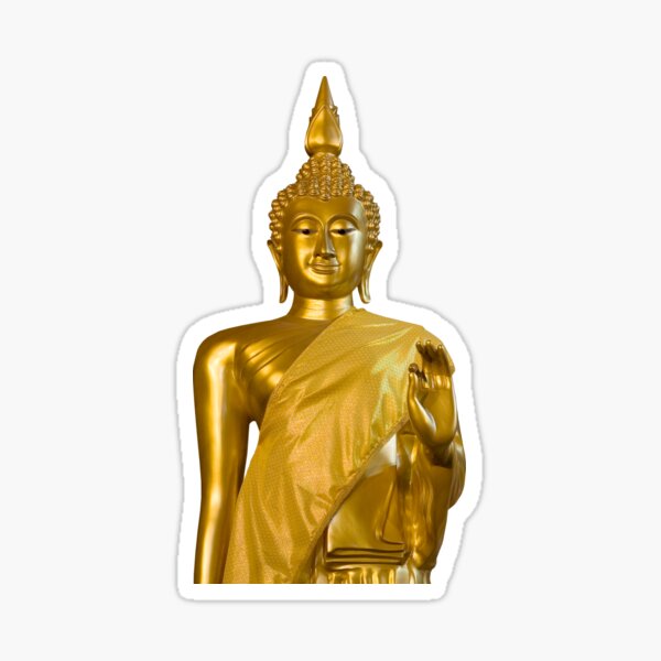 Statue Dorée de Bouddha souriant Sticker