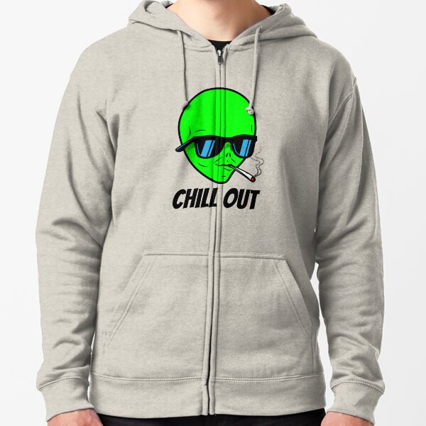 Alien smoking weed Zipped Hoodie
