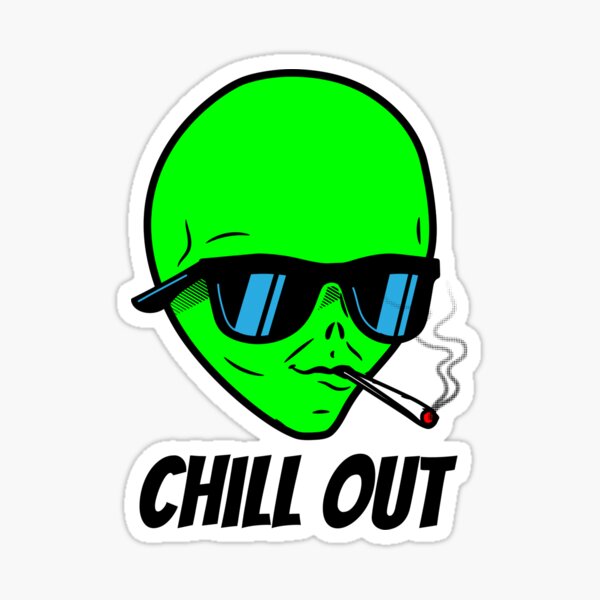 Alien smoking weed Sticker