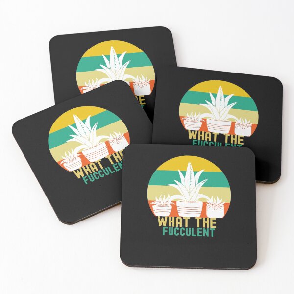 Item preview, What the Fucculent Succulent Funny Plants Retro Style Sunset Cactus Aloe Greenthumb designed and sold by RKSDesigns.