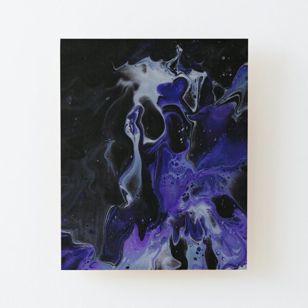 Dark violet and blue Dutch pouring Wood Mounted Print
