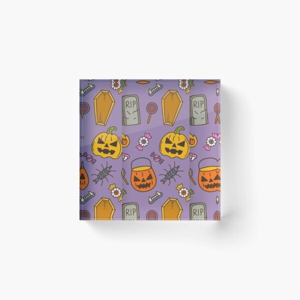 Item preview, Pumpkin lantern, Yellow, Orange, purple, cute Halloween watercolor pattern, boo, witch, candy, bat, witch hat, pumpkin, latest Halloween bestselling, trending designed and sold by August-E.