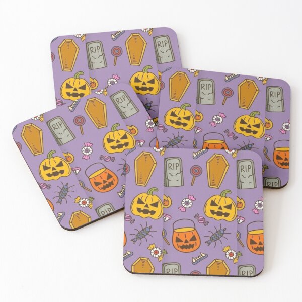 Item preview, Pumpkin lantern, Yellow, Orange, purple, cute Halloween watercolor pattern, boo, witch, candy, bat, witch hat, pumpkin, latest Halloween bestselling, trending designed and sold by August-E.