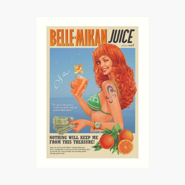 One Piece Nami Cash and Juice Art Print