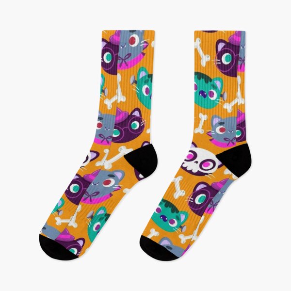 Item preview, Witch cats, white, Orange, purple, cute Halloween watercolor pattern, boo, witch, candy, bat, witch hat, pumpkin, latest Halloween bestselling, trending designed and sold by August-E.