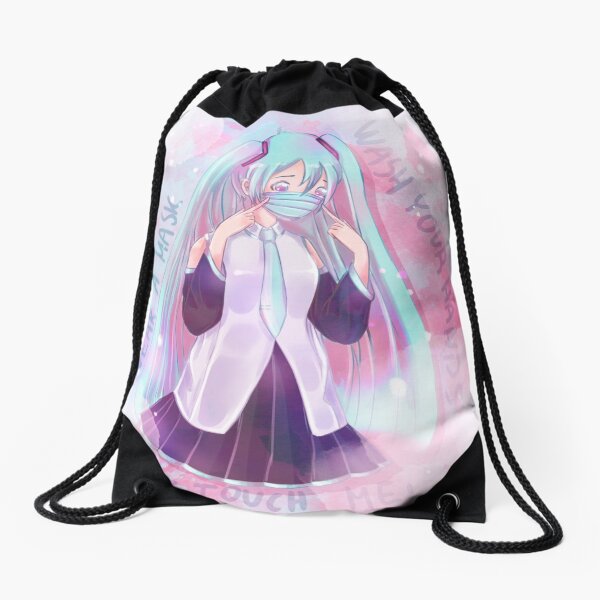 Hatsune Miku wear a mask Drawstring Bag