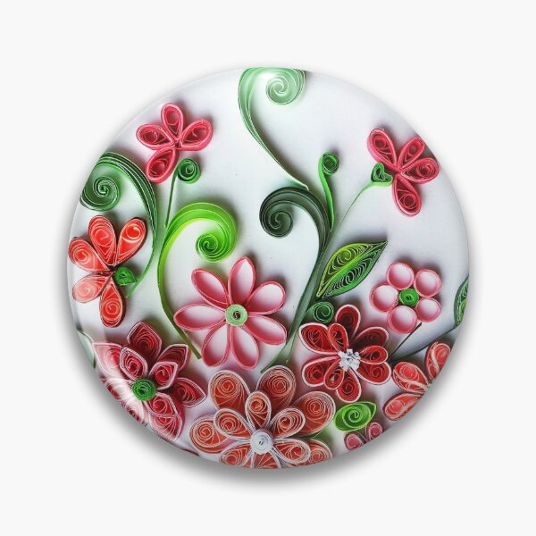 Item preview, Vivid red quilled flowers on white background - quilled floral artwork (close-up) (THIS IS A PRINT) designed and sold by folkyouall.