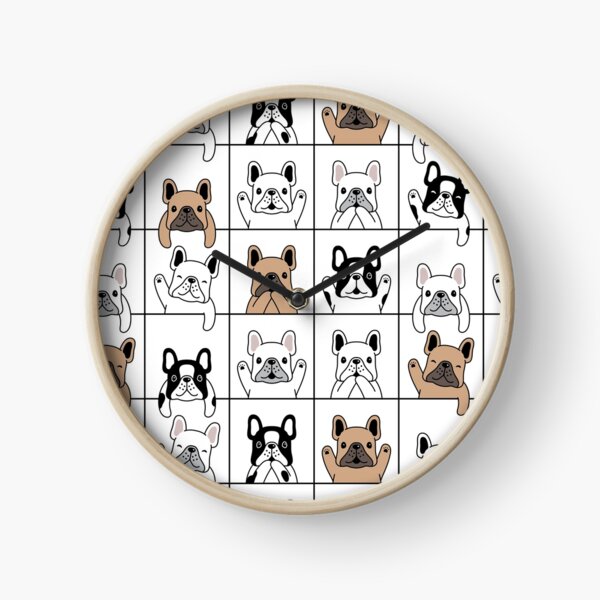 Dog seamless pattern | french bulldog puppy Clock