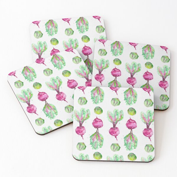 Watercolour Beetroot Coasters (Set of 4)