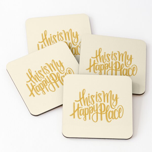 Item preview, This Is My Happy Place // Cute Hand Lettering Calligraphy Quote Art (Mustard Yellow) designed and sold by AEJdesign.