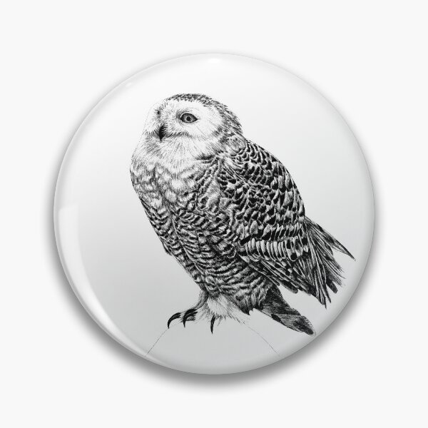 Item preview, Snowy Owl - black and white animal illustration designed and sold by LorenDowding.