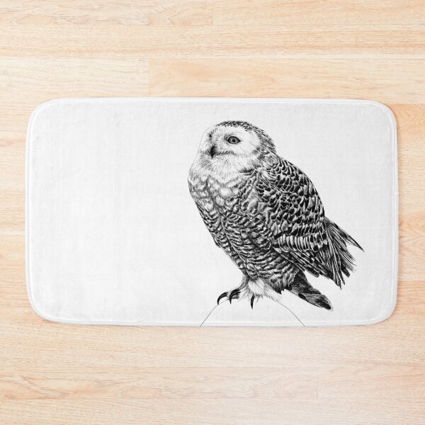 Item preview, Snowy Owl - black and white animal illustration designed and sold by LorenDowding.
