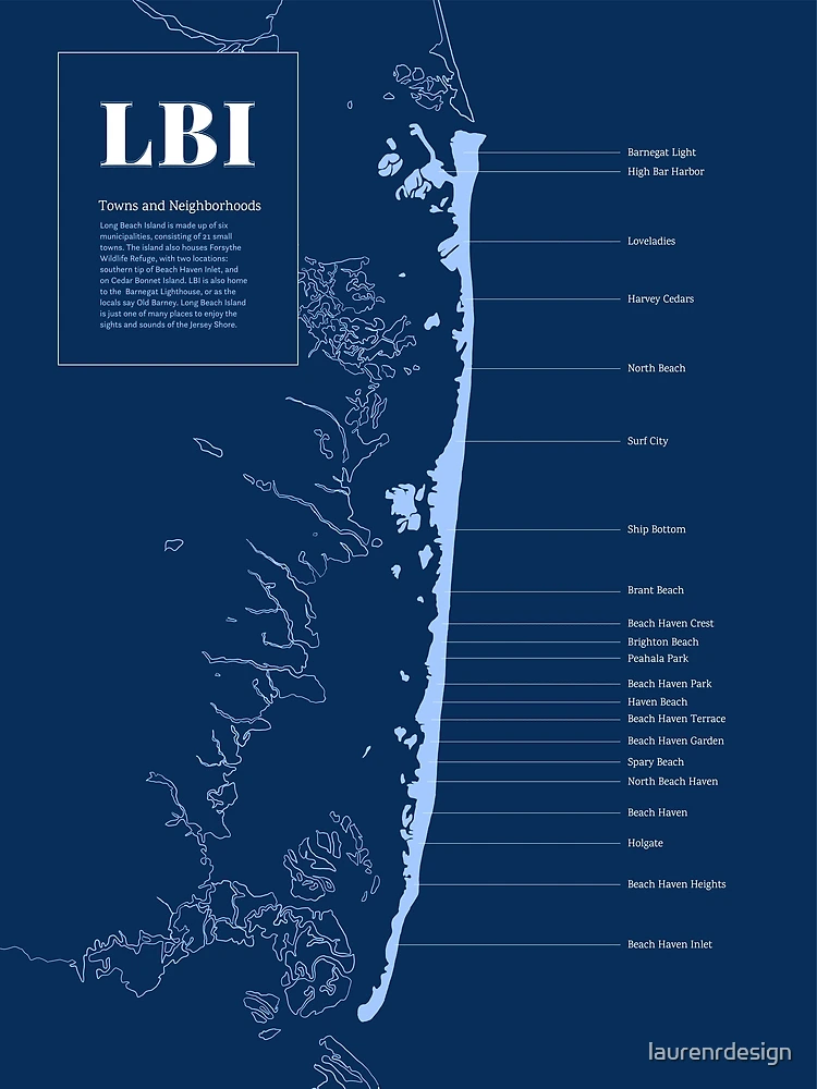 LBI Long Beach Island, NJ Illustrated Town Map