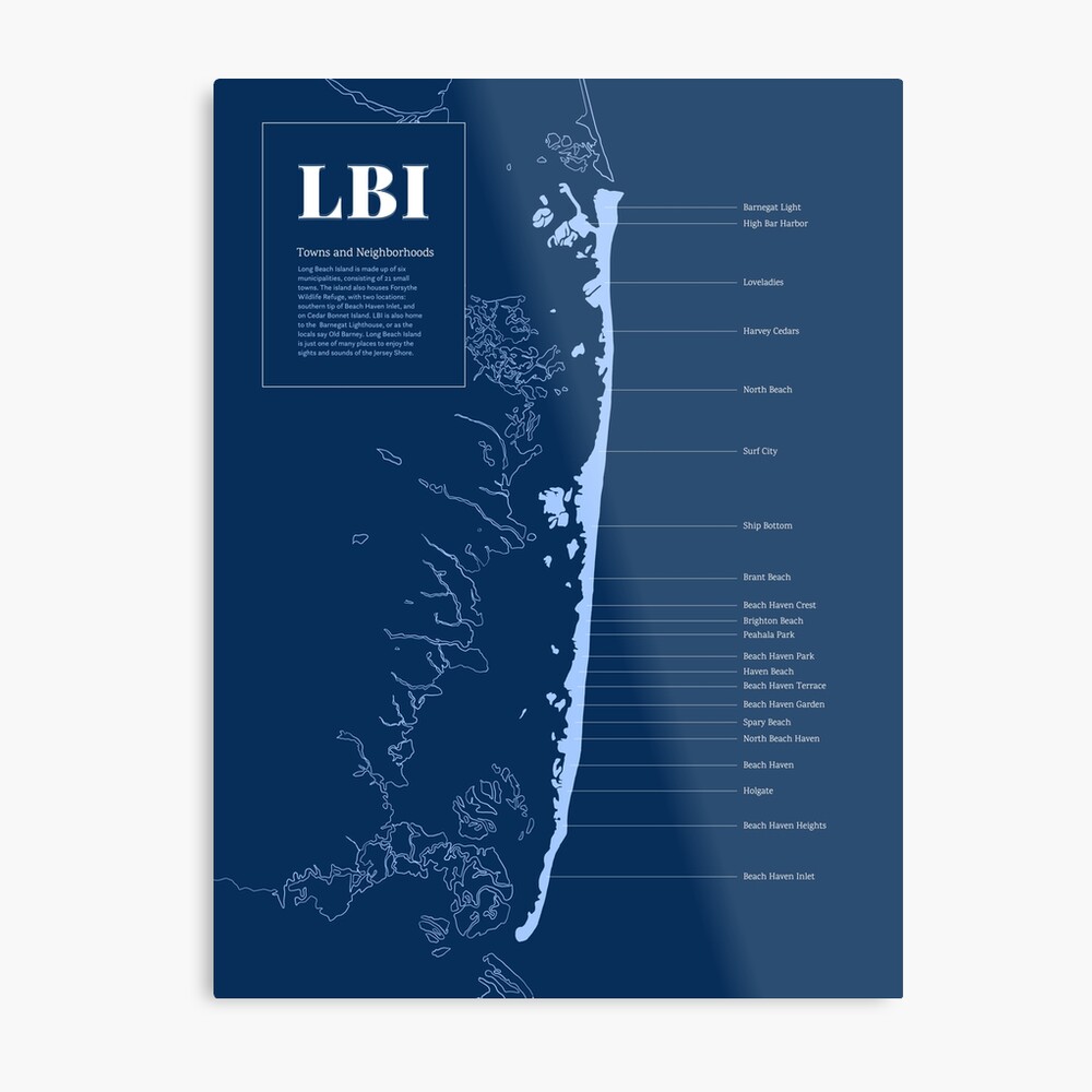 Long Beach Island Map Of Towns Lbi Long Beach Island, Nj Illustrated Town Map" Photographic Print By  Laurenrdesign | Redbubble