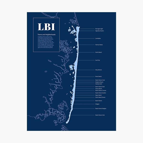 Map Of Lbi Towns Lbi Long Beach Island, Nj Illustrated Town Map" Photographic Print By  Laurenrdesign | Redbubble