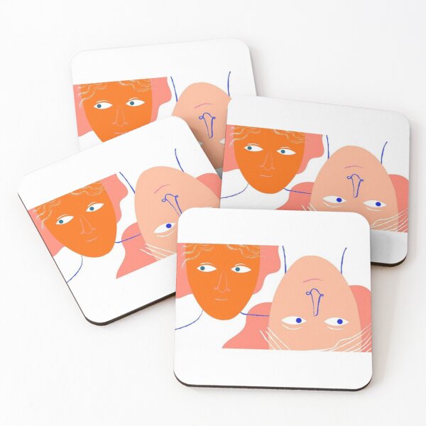 Item preview, Opposite orange and pink  faces drawing designed and sold by Bunker Lab.