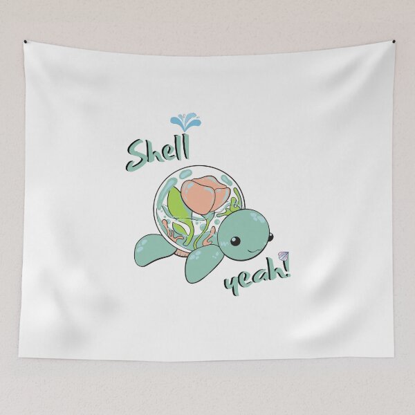 Item preview, Shell yeah pun funny cartoon turtle design designed and sold by AngielskiSzept.