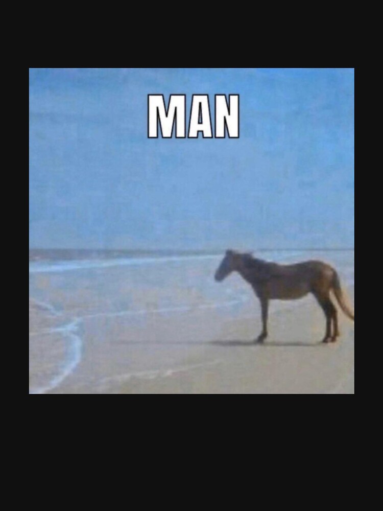 Man Horse by Ocean Meme Essential T-Shirt for Sale by