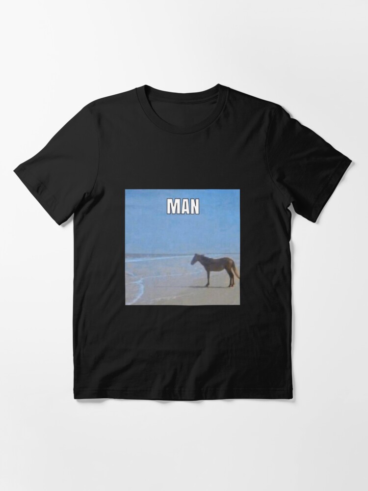 Man Horse by Ocean Meme Essential T-Shirt for Sale by