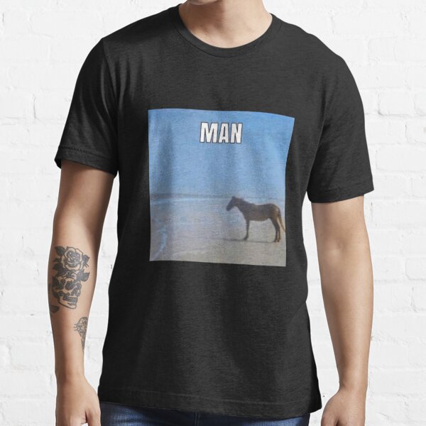 Man Horse by Ocean Meme Essential T-Shirt for Sale by