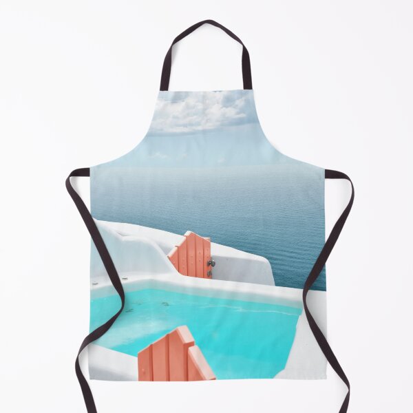 Aperçu de l'œuvre Piscine de Santorin avec vue sur la mer créée et vendue par PrintsProject.