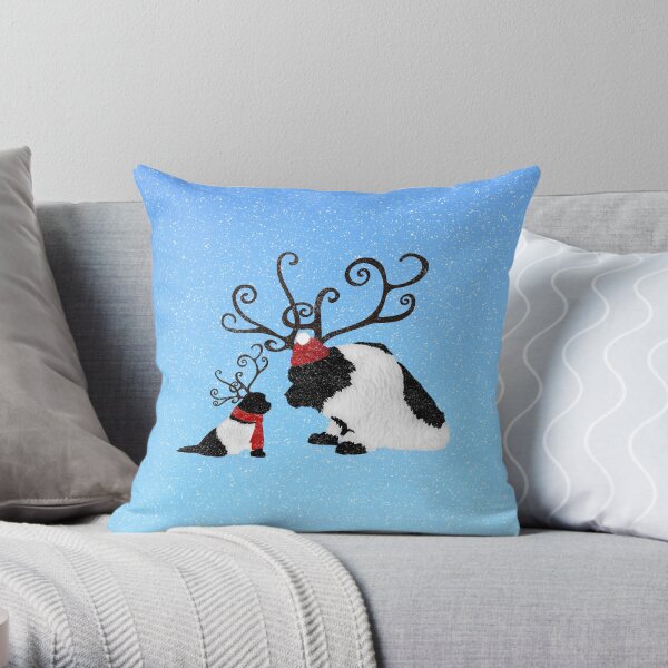 Landseer Newfoundland Reindeer Throw Pillow