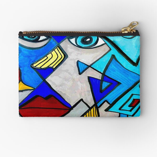 Abstract Blue Face Zipper Pouch