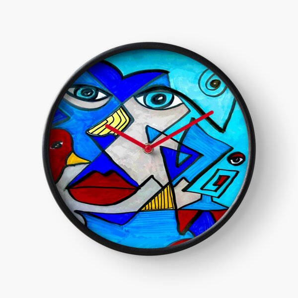 Abstract Blue Face Clock