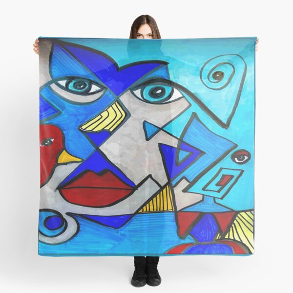 Abstract Blue Face Scarf