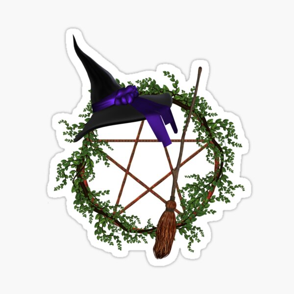 Item preview, Vine Pentacle with Broom & Witch Hat designed and sold by The Cottage Cauldron.
