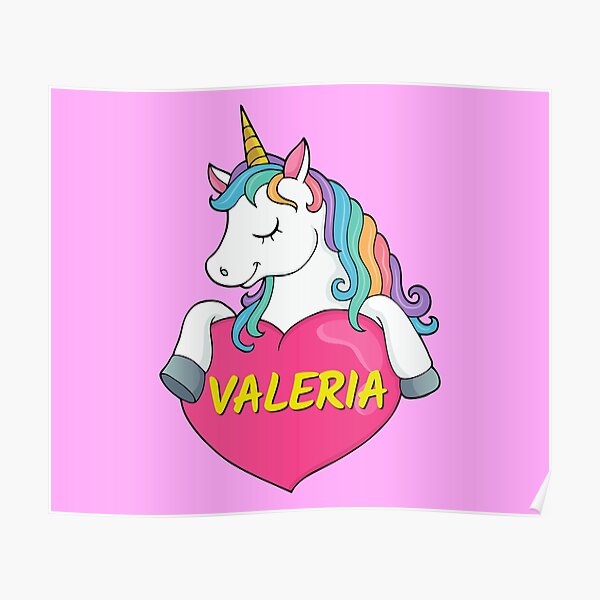 Póster «Corazón de unicornio lindo personalizado de Valeria» de Suphiss |  Redbubble