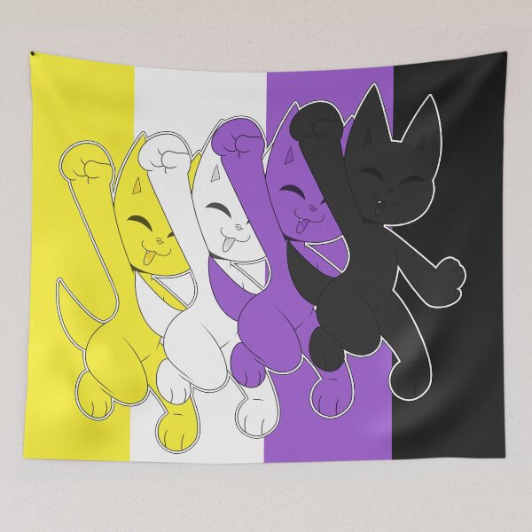 Item preview, Nonbinary gummy/cat pride flag designed and sold by FluffRave.