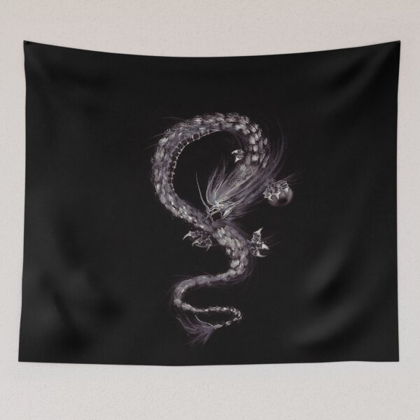 Item preview, Fierce asian dragon guarding his Pearl of Wisdom artistic oriental artwork art print designed and sold by AwenArtPrints.