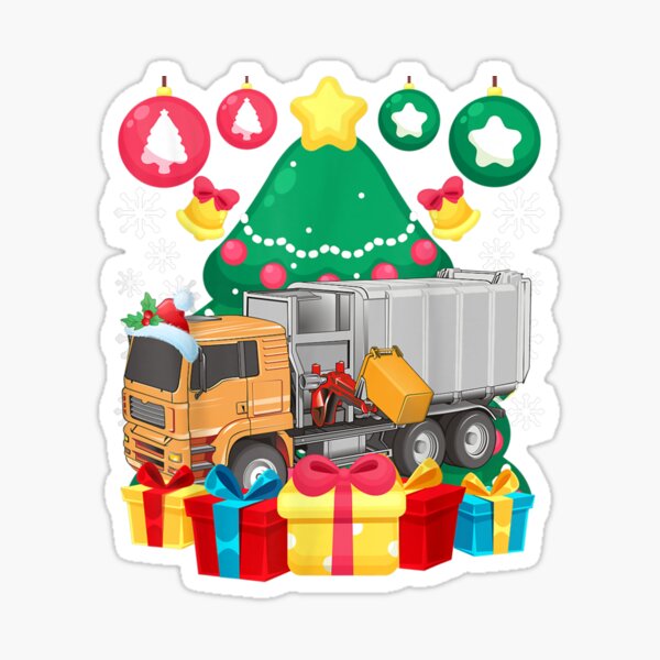 Garbage Truck Christmas Tree Lights Ornaments Xmas Pajamas Sticker