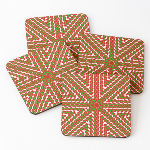 Item preview, Psychedelic Christmas Snowflake Kaleidoscope Red Green White designed and sold by ShajenDesigns.