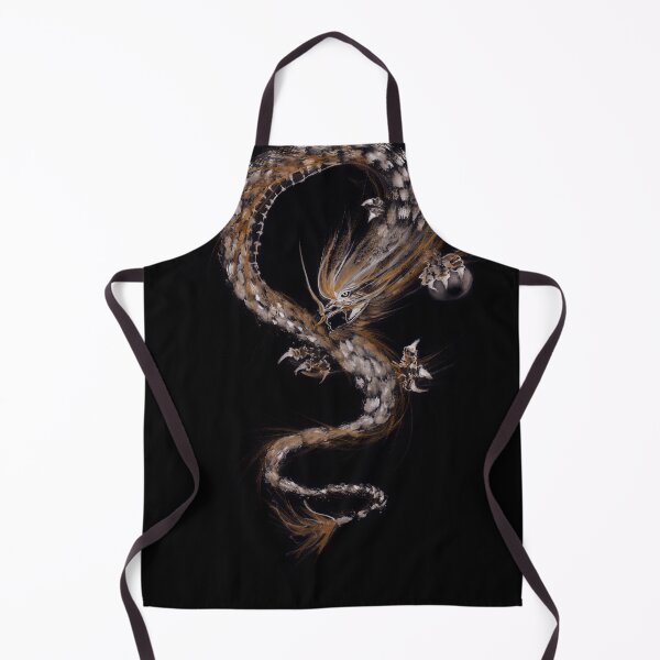 Item preview, Artistic illustration of a fire dragon protecting the pearl of wisdom on black art print designed and sold by AwenArtPrints.