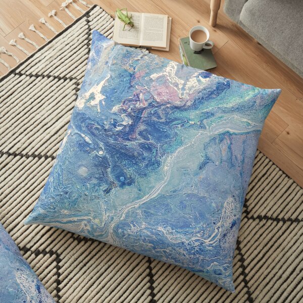 Blue and Purple Pour Painting---- Frozen Floor Pillow