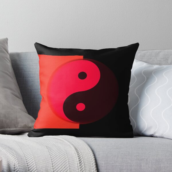 Tao: Black & Red Throw Pillow