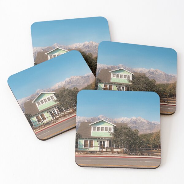 Item preview, blue house with mountain view background in California USA designed and sold by Mrvell.