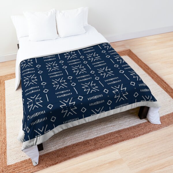 Indigo blue mudcloth ethnic pattern 2 Comforter