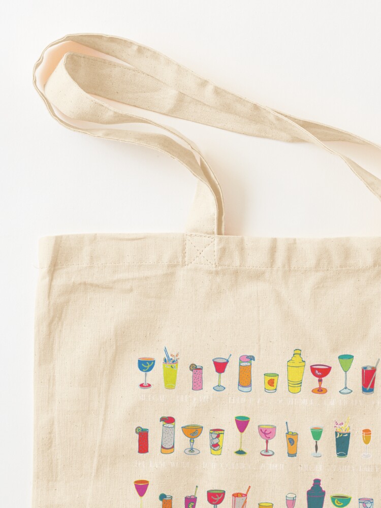 Alternate view of Line em Up! - Prohibition Cocktails pattern on black by Cecca Designs Tote Bag