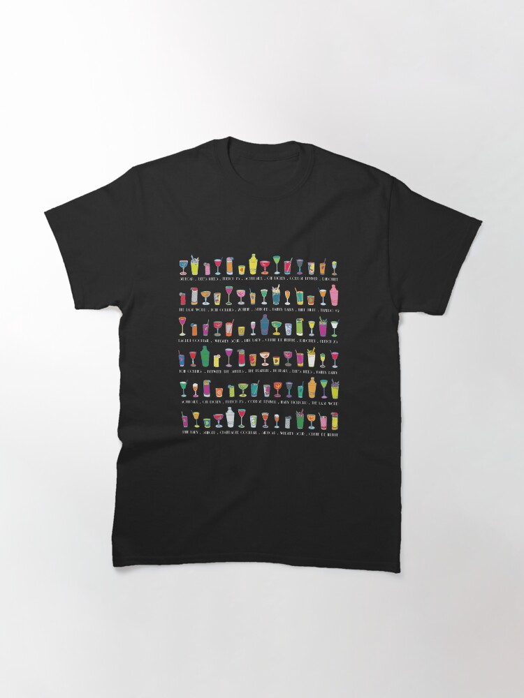 Alternate view of Line em Up! - Prohibition Cocktails pattern on black by Cecca Designs Classic T-Shirt