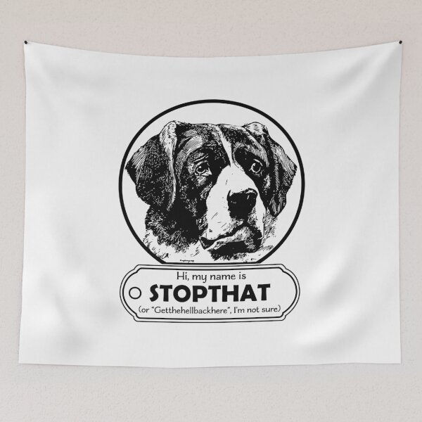Item preview, Hi My Name Is StopThat - Funny Hello my name is dog - Black designed and sold by LookFrog.