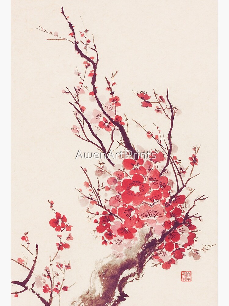 Sakura, Japanese Watercolor Zen Art Graphic by NeVinci · Creative Fabrica