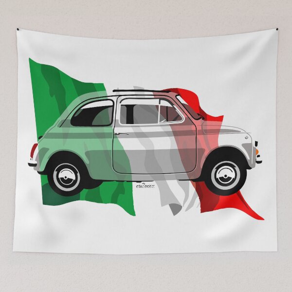 Item preview, Fiat 500 Italian flag designed and sold by car2oonz.
