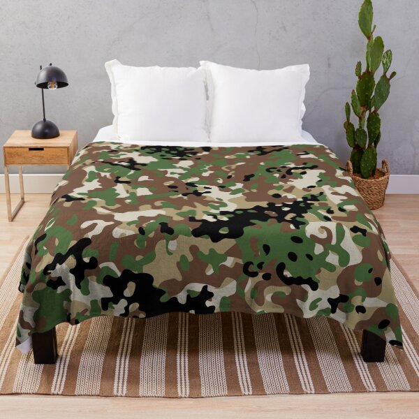 Item preview, Camouflage Green Black Brown Tan White Winter Woodland Camo designed and sold by Cyberty.